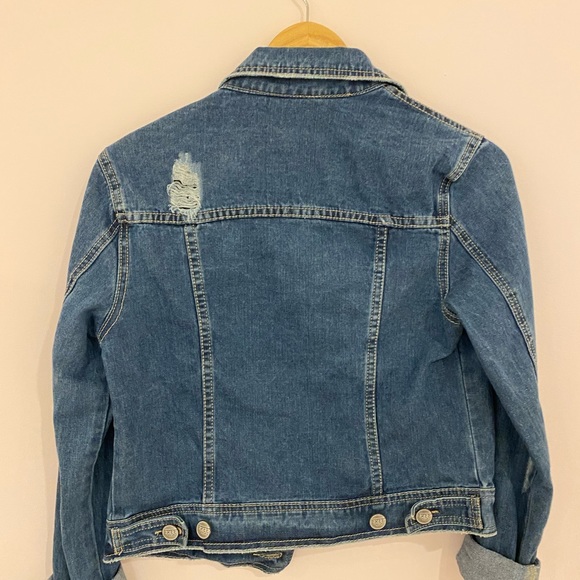 Free People Cropped Ripped Denim Jacket - Picture 7 of 8